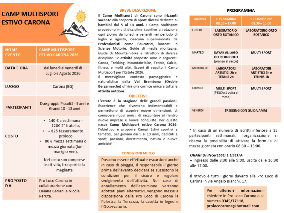 summer camp carona